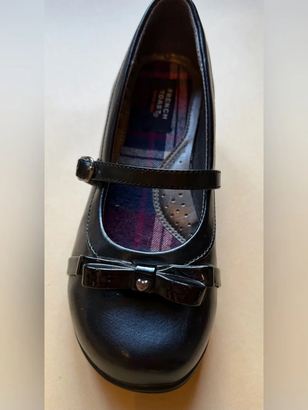 French Toast Girls Black Mary Jane Dress Shoes Bow Buckle Size 3